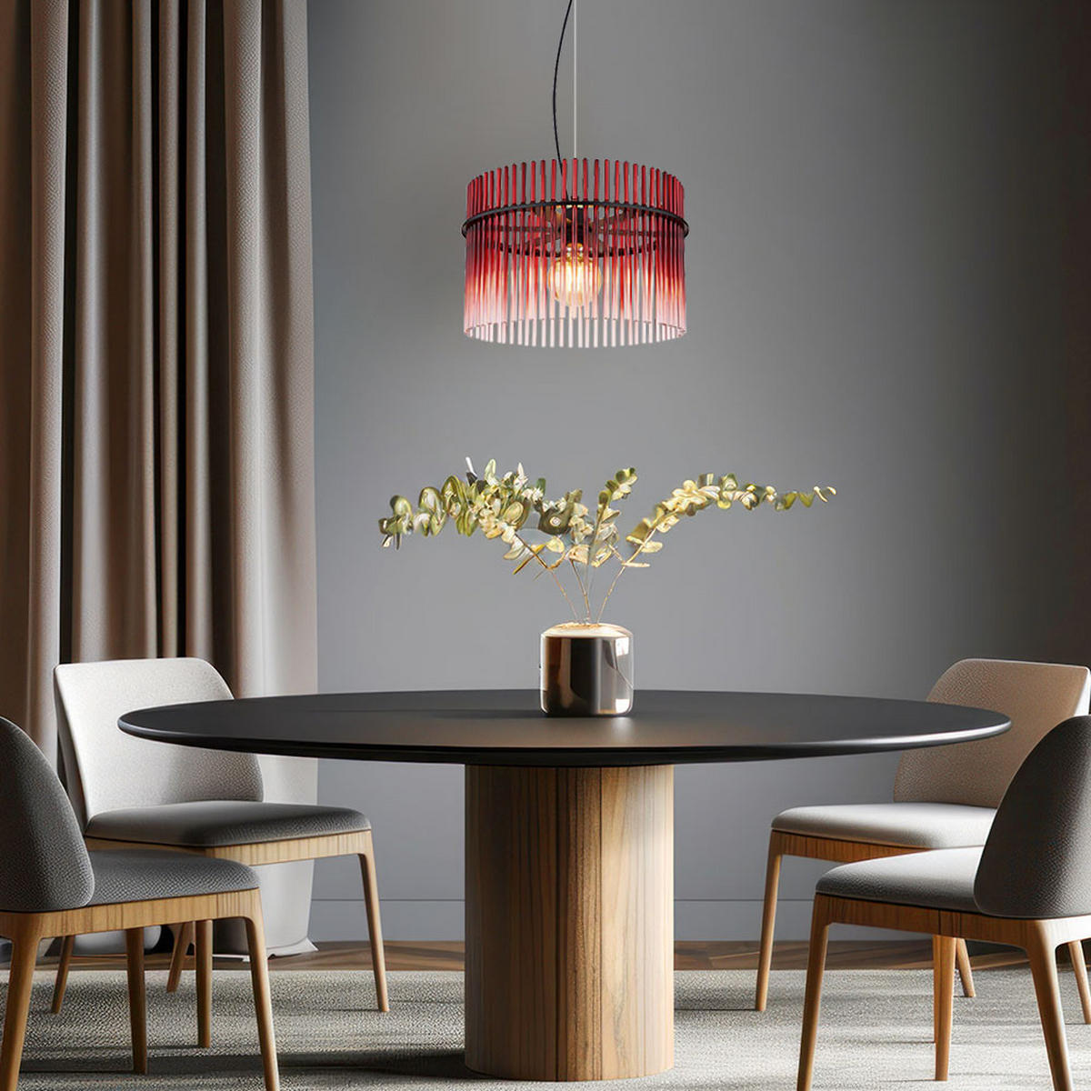 HÄNGELEUCHTE Metall Rot - Rot, Glas (40/40/150cm) - Globo Lighting