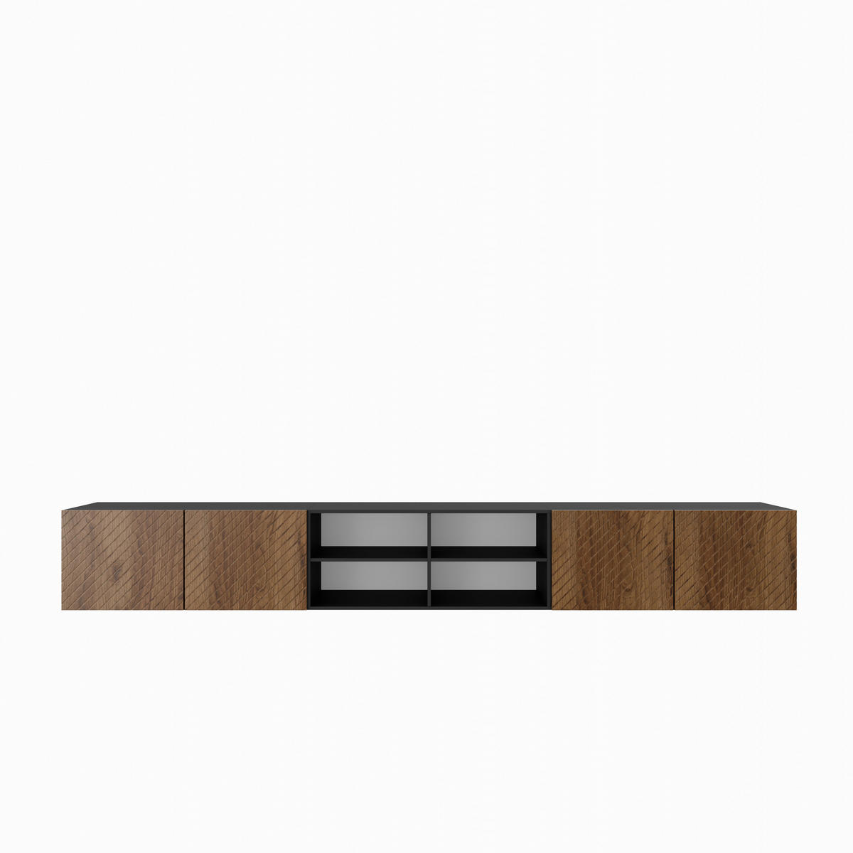 TV-SCHRANK Nicole IV 300 cm, viertürig, schwarz, catania - Schwarz/Braun, Kunststoff (300/41/40cm) - Margaret Hadas24