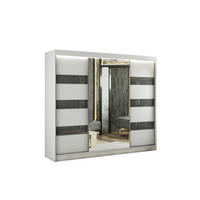 KLEIDERSCHRANK mit Spiegel und Schiebetüren LOSTE - 250 cm Weiß|Grau - Weiß/Grau, Holzwerkstoff (250/215/61cm) - ALTDECOR