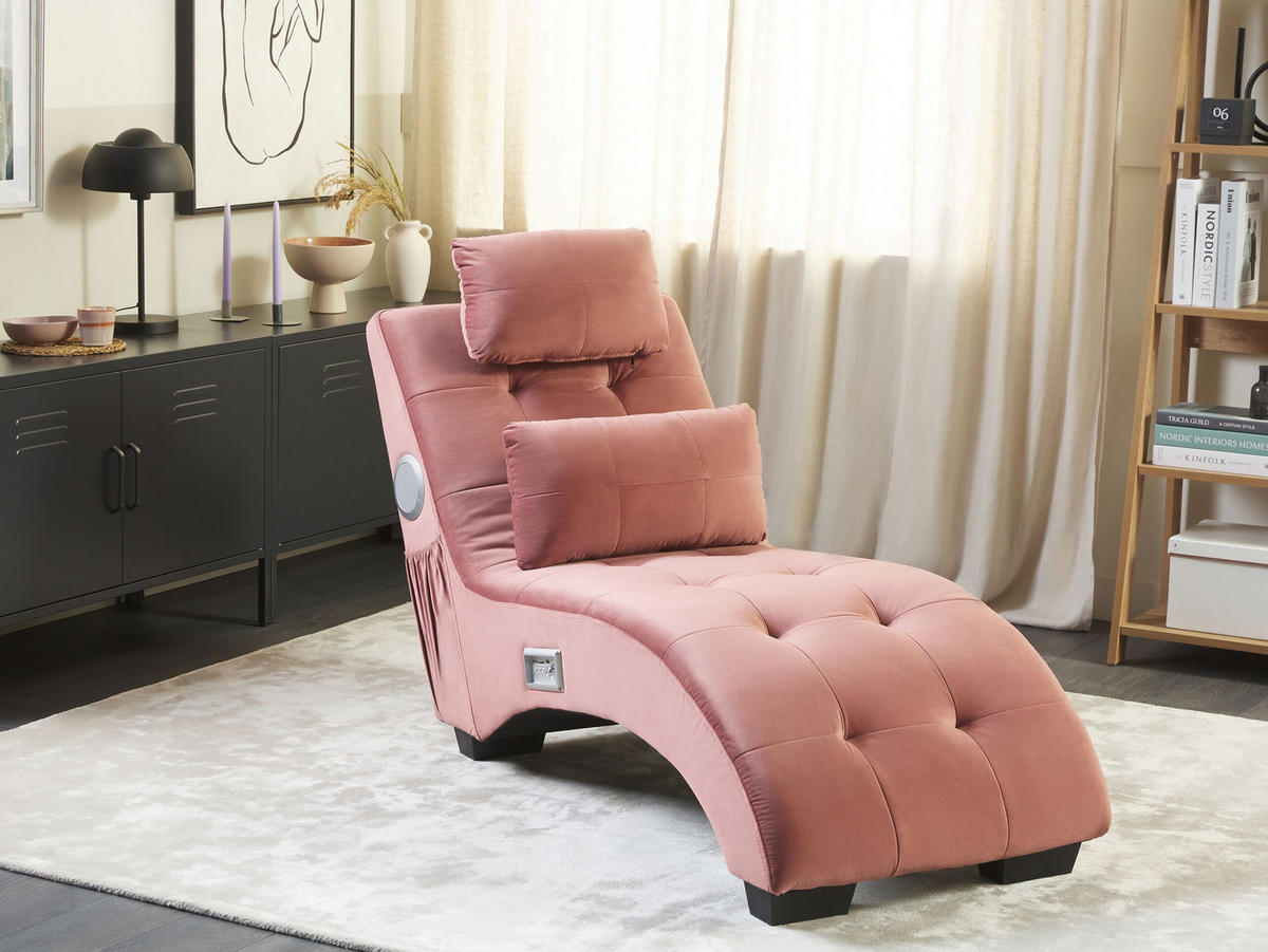 CHAISELONGUE Samtstoff Rosa Simorre - Rosa, Textil (157/82/66cm) - Beliani