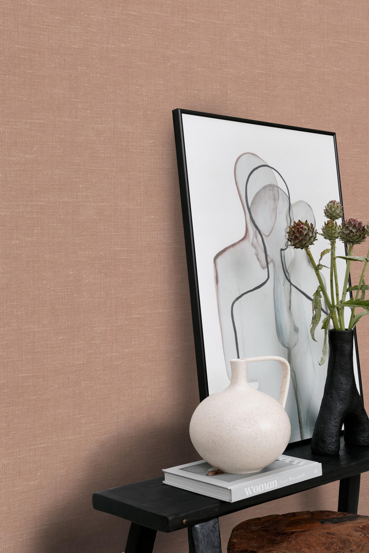 TAPETE Leinen-Optik 53 cm x 10.05 m - Terracotta, Papier (53/1000cm) - Origin Wallcoverings