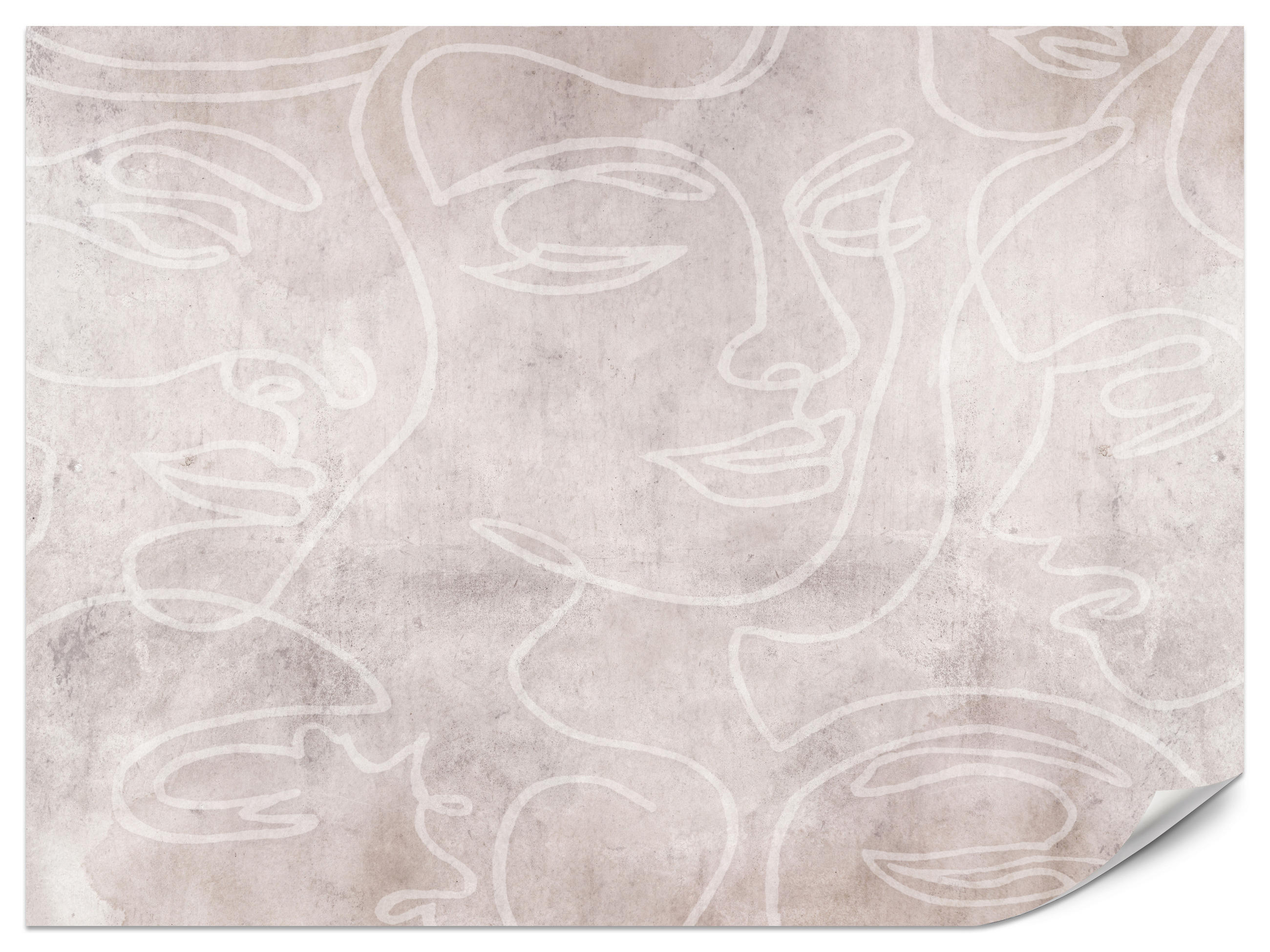 FOTOTAPETE für Schlafzimmer Abstrakte Gesichter Beton Modern Minimalistisch 300x210 - Beige/Braun, Papier (300/210cm) - Muralo