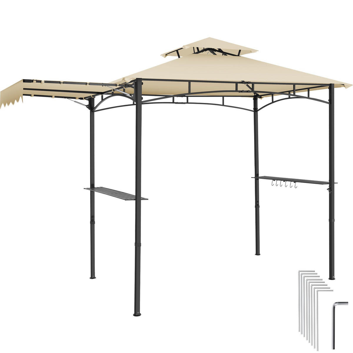 GRILLPAVILLON Maracaibo, 316 x 150 x 250 cm, Sand - Sandfarben, Kunststoff (150/250/316cm) - tectake