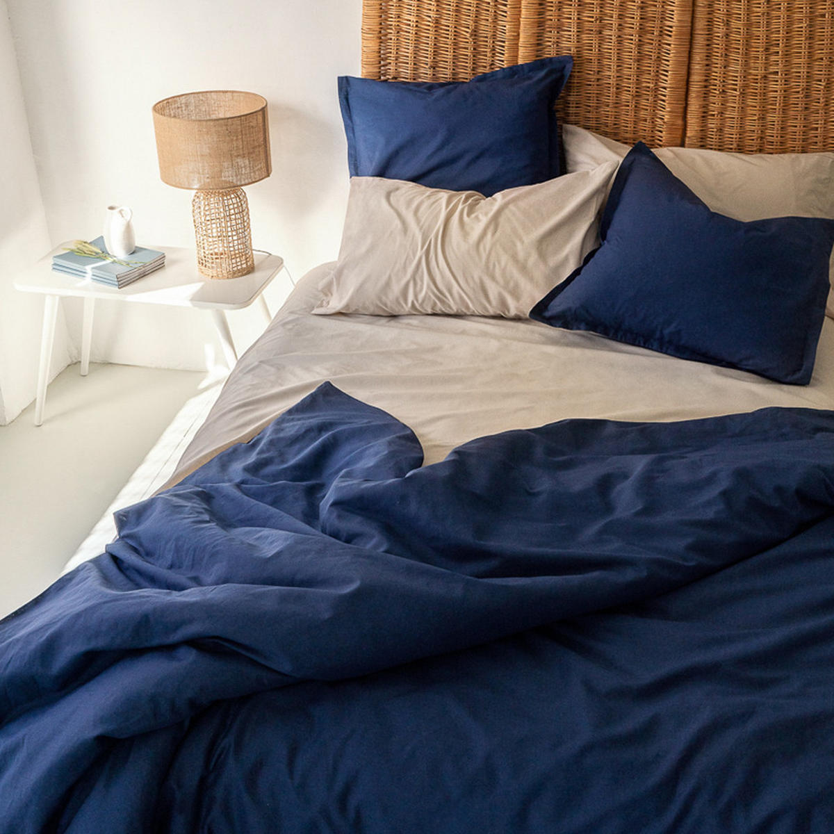 BETTBEZUG basic 180x220 cm (komfortgrösse) dunkelblau - Blau, Textil (180/220cm) - Happy Friday