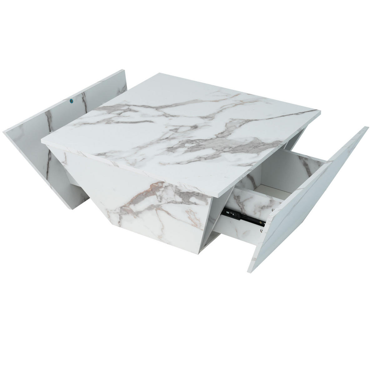 COUCHTISCH mit 2 Schubladen 70x70 cm MDF Weiß - Weiß, Wellpappe (70/70/37cm) - Meubliv