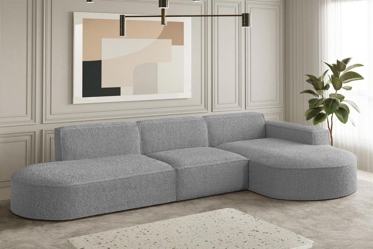 ECKSOFA Ottomane Palma Ascot Bukla - Taupe, Holzwerkstoff/Textil (296/165cm) - Fun Möbel