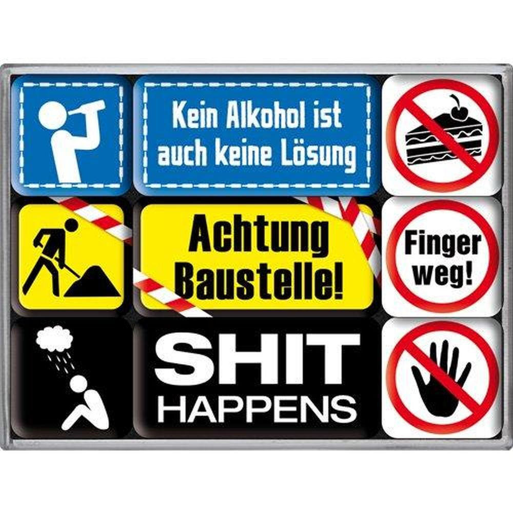 MAGNETSET 9-teilig Achtung Baustelle - Multicolor, Metall (9/7/2cm) - Nostalgic-Art