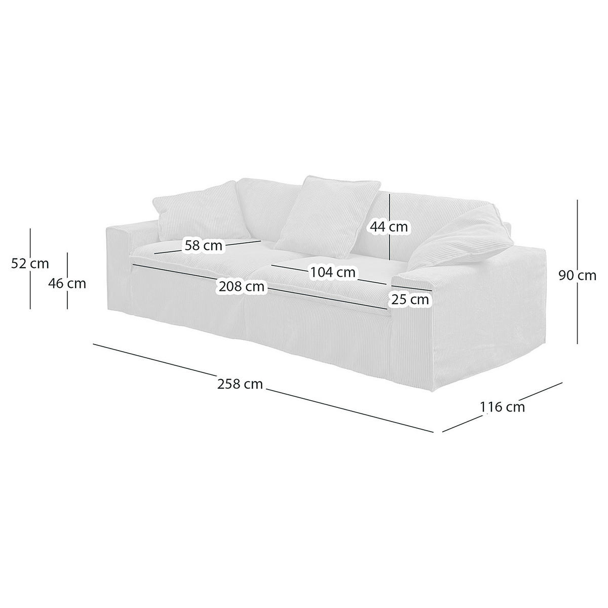 3-SITZER SOFA - Beige, Holzwerkstoff (258/90/116cm) - home24