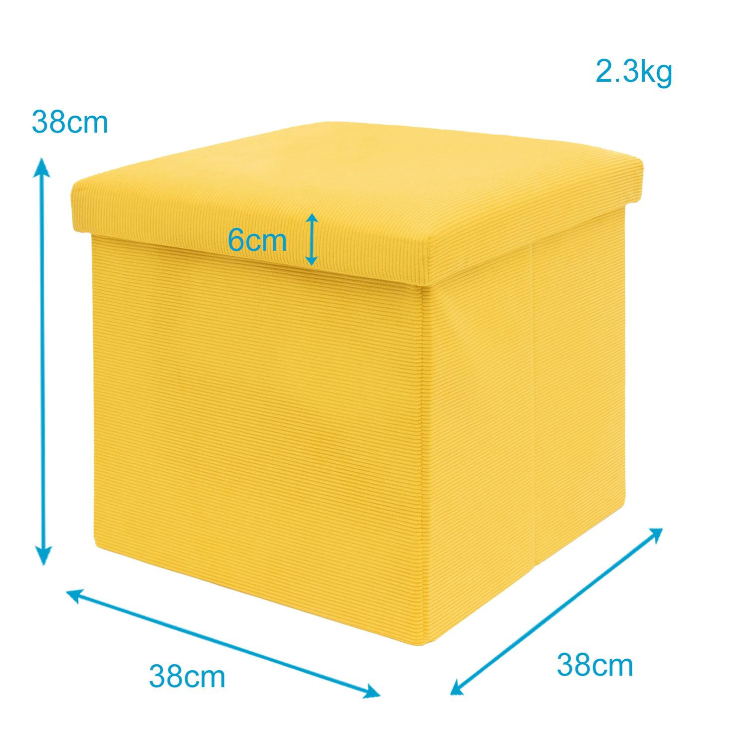 FALTBARER SITZHOCKER - Gelb, Textil (38/38/38cm) - Intirilife