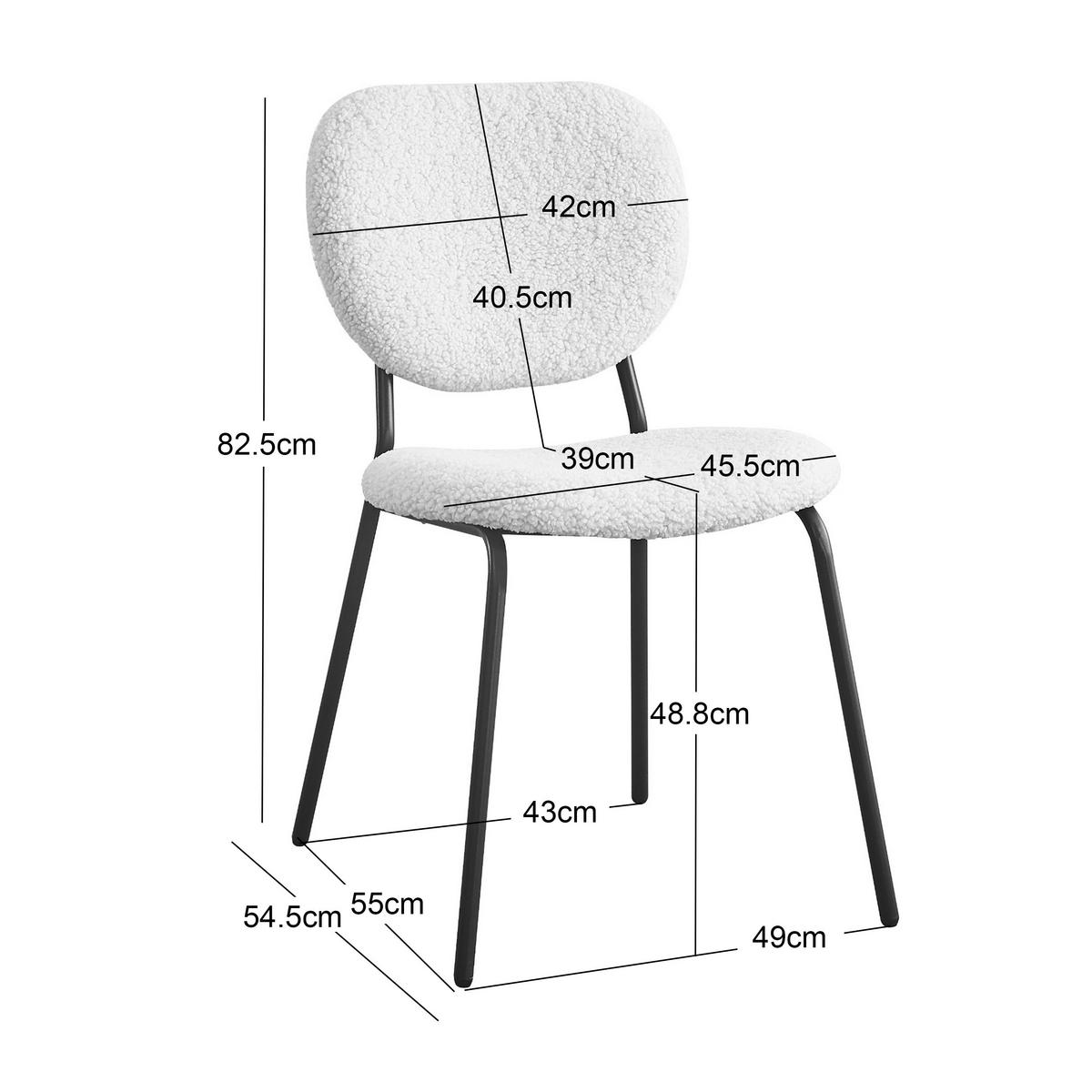 STUHL 2er-Set Wolle Weiß - Weiß, Textil (49/82.5/54.5cm) - Nordlys