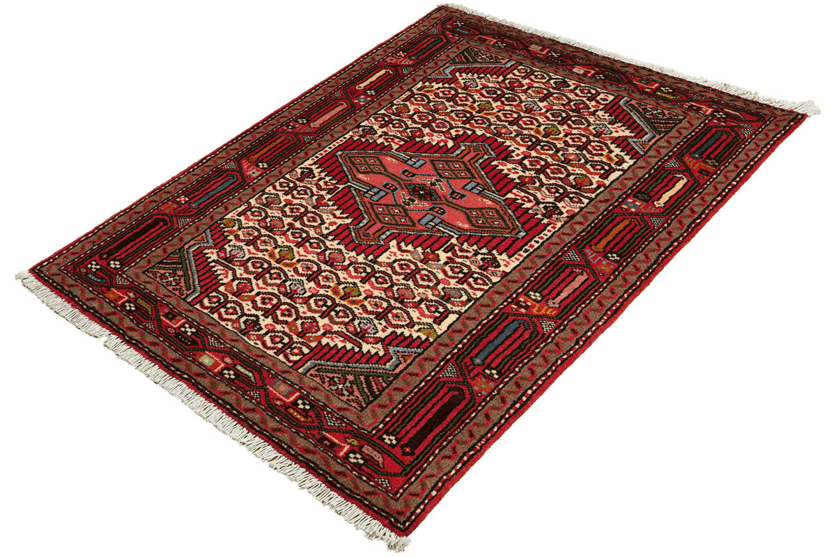 ORIENTTEPPICH handgeknüpft Assadabad Beige, Rot 116/80 cm Schurwolle - Beige/Rot, Textil (80/116cm) - Looma