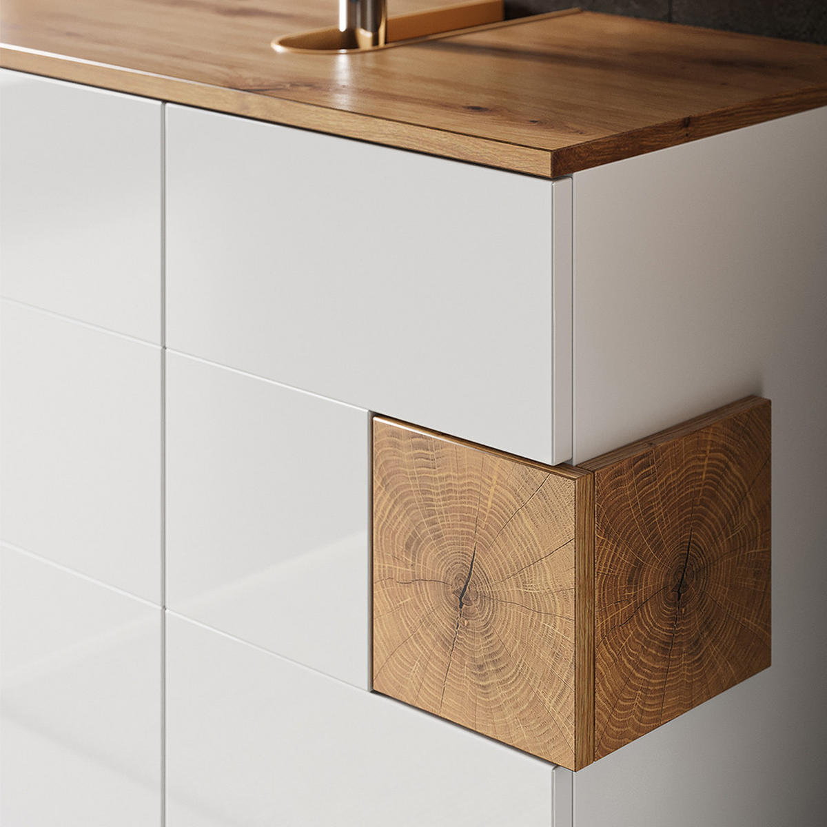 BADMÖBEL-SET Eden Weiß 2 Teile - Weiß/Eiche Artisan, Holzwerkstoff (73/64/37cm) - Vicco