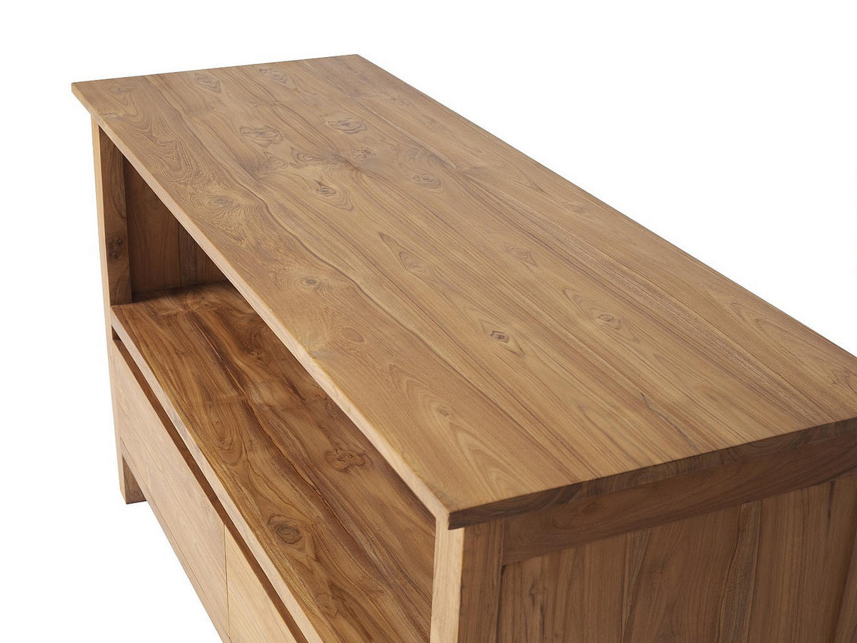 DOPPELWASCHTISCH - 135 x 50 - holz - naturfarben hell Ketapang - Weiß, Holz (135/75/50cm) - Vente-Unique