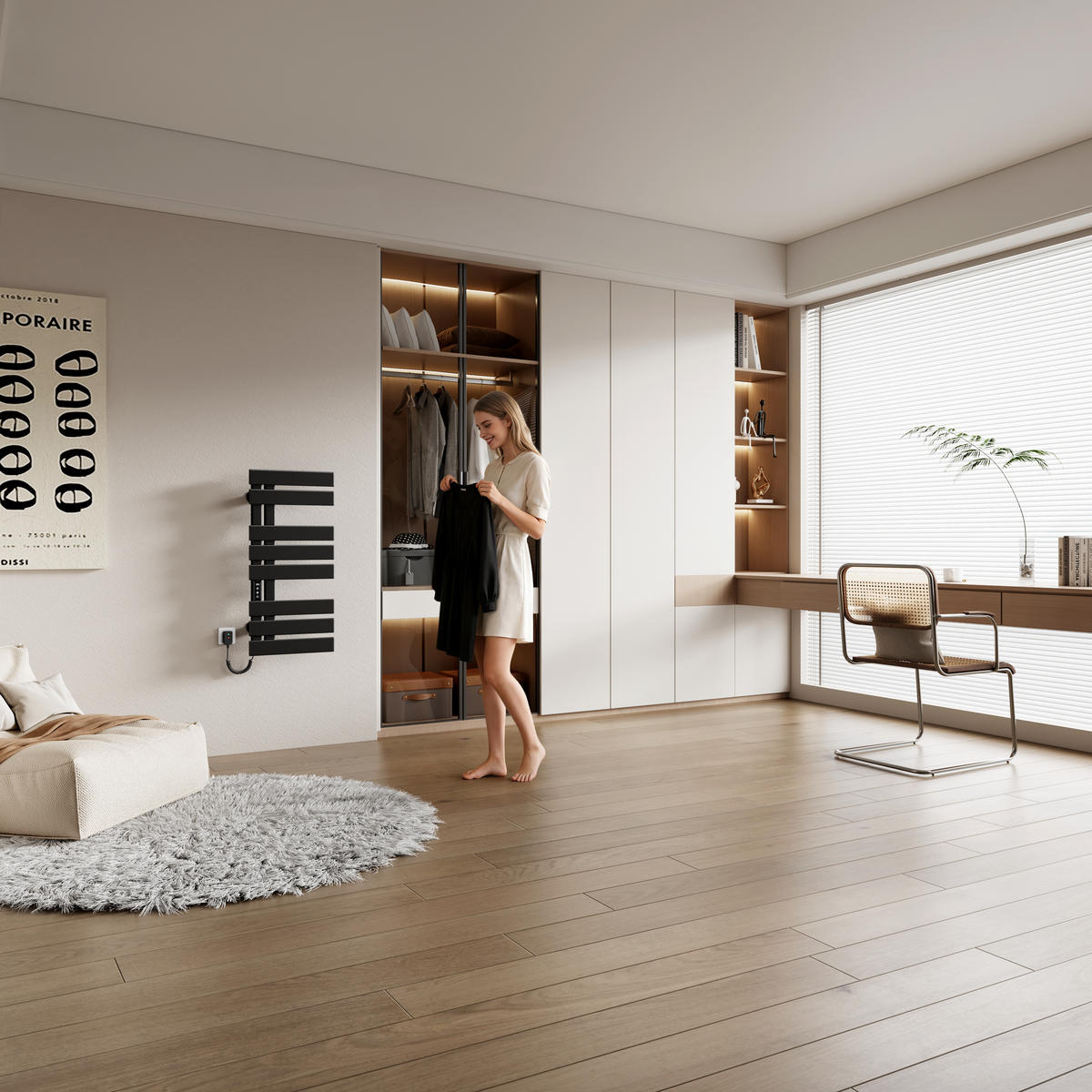 HEIZKÖRPER Elektrisch WLAN Thermostat Schwarz 85/40 cm - Schwarz, Metall (40/85/11cm) - EMKE