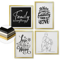 WANDBILDER 4er Set - 50x50 cm & 40x60 cm Goldrahmen - Familie, Liebe, Wärme, Zuhause - Goldfarben, Kunststoff (50/50cm) - ArtPrintCave