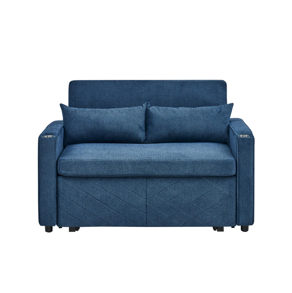SCHLAFSOFA 3-in-1 mit USB-Ladeports Holz Stoff Navy Blue - Blau, Holz (134/73/195cm) - Meubliv