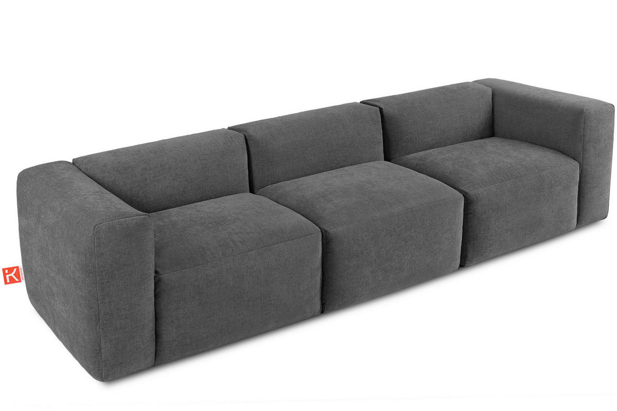 3-SITZER-MODULSOFA BUFFO mit extrem weicher und bequemer Sitzfläche, Gewebestoff, aschfahl - Grau, Textil (290/73/96cm) - KONSIMO®