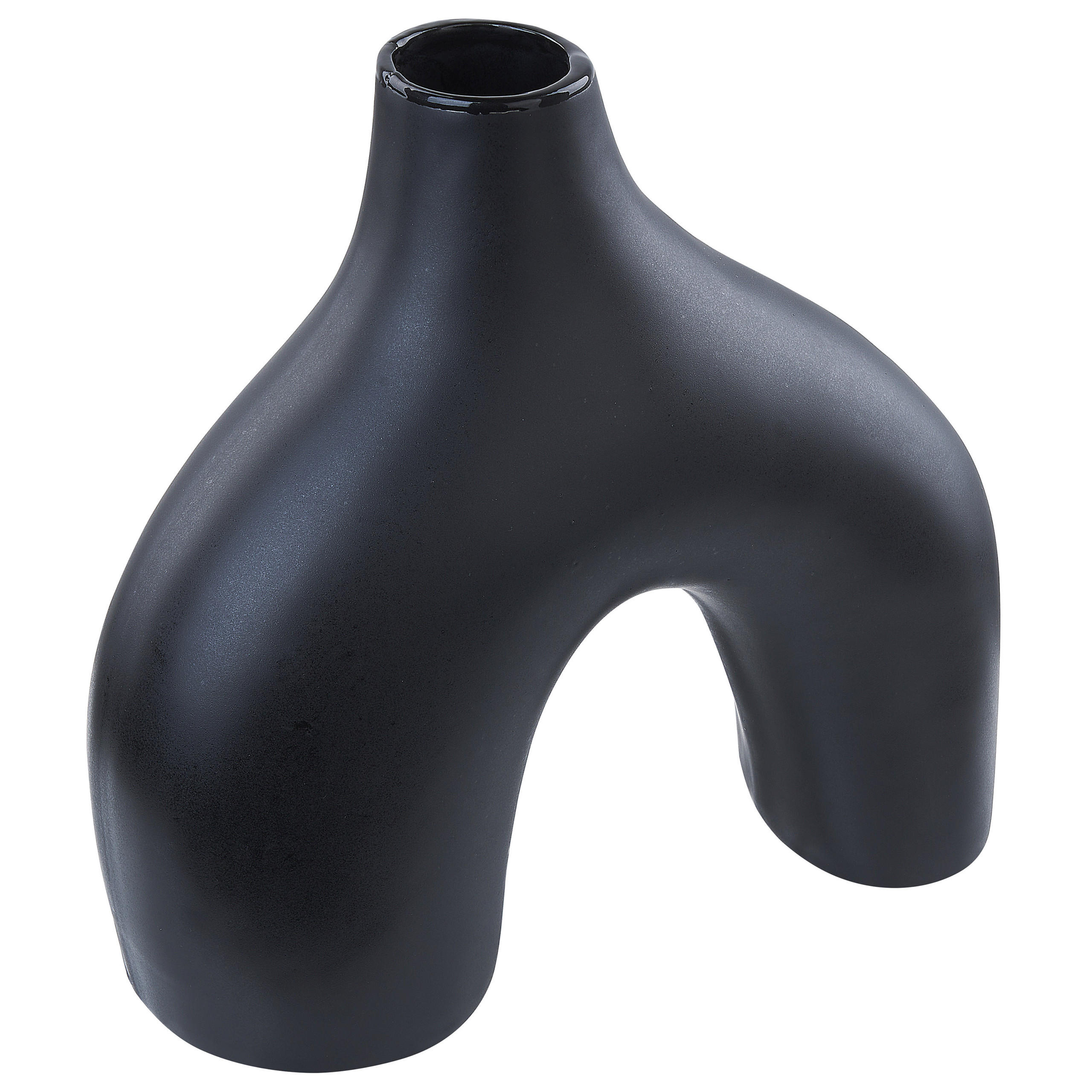 BLUMENVASE Porzellan schwarz Lamia - Schwarz, Keramik (30cm) - Beliani