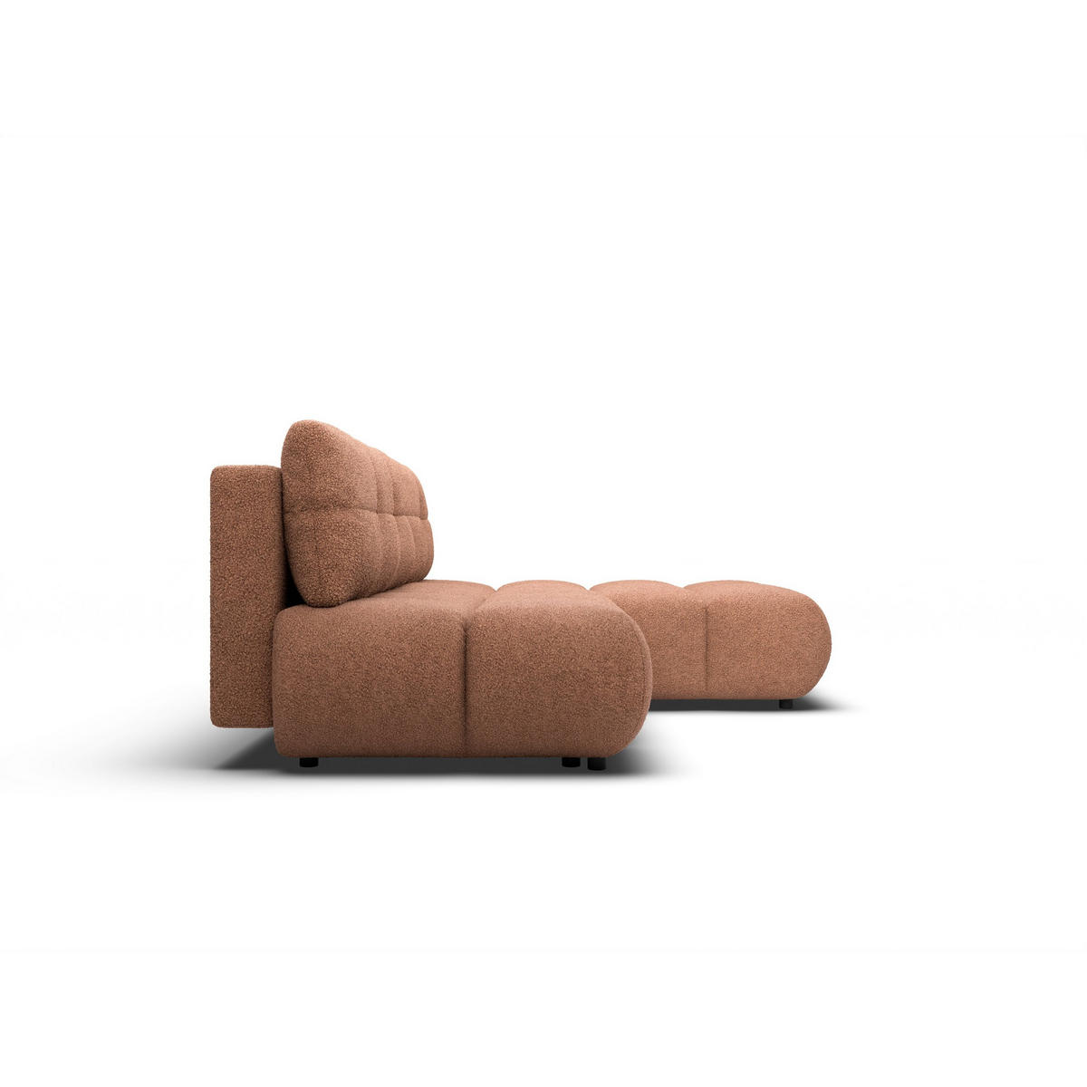 ECKSOFA CORSO R-S Orange Boucle-Stoff mit Schlaffunktion - Orange, Holz (230/177cm) - MASSENO