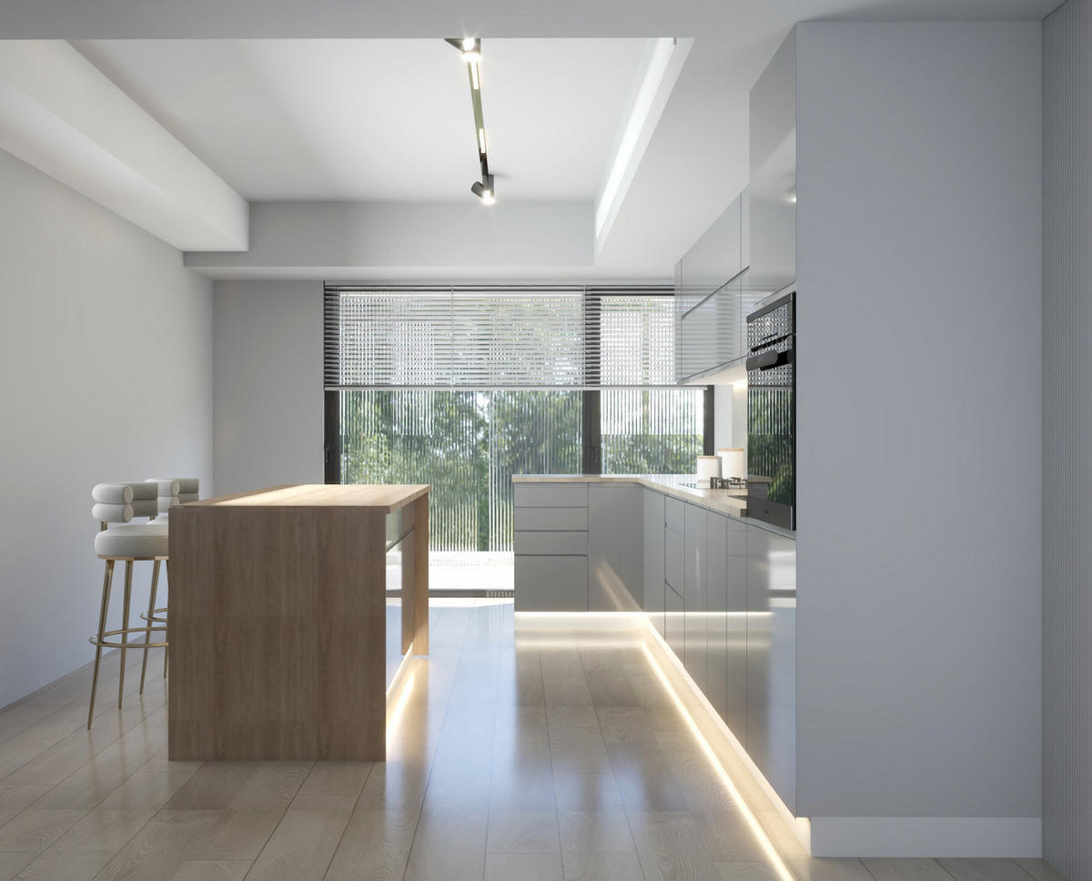 L-KÜCHE mit Insel Velmora Grau Hochglanz – 410 × 130 cm + Insel 180 cm – KÜ-AS-020 – Grau - Grau, Holzwerkstoff (410/212/58cm) - ROYAL24_MARKT
