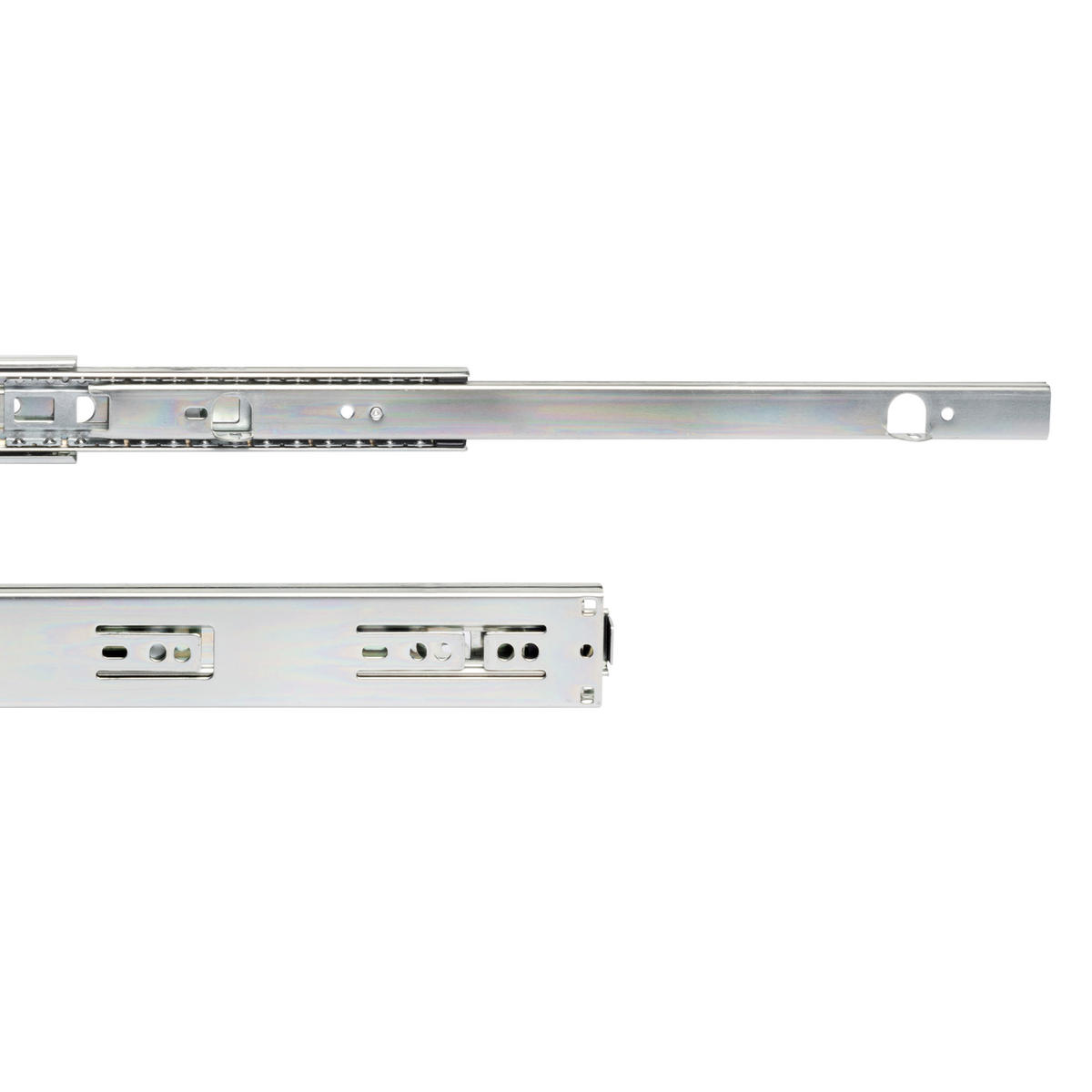 KORPUSSCHIENEEN Kugelgelagerter für Schubladen mit Vollauszug und Klammern, Höhe 45mm, Länge 500mm, Stahl, verzinkt - Zinkfarben, Metall (7.5/4/53cm) - EMUCA
