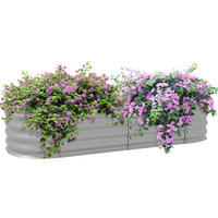 PFLANZENBEET, Kräuterbeet für Garten, Balkon, Silber, 150 x 62 x 30 cm - Silberfarben, Metall (62/30/150cm) - Outsunny