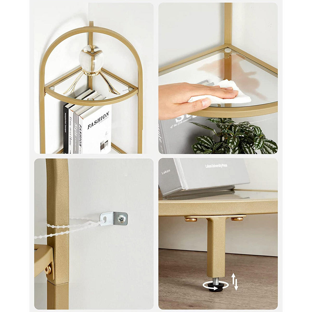 ECKREGAL - Goldfarben, Glas (28/158/28cm) - Hansiro