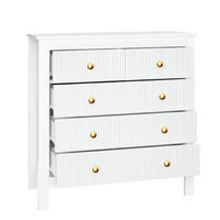 KOMODA 79/80,5/39,5 cm bijela od iverice s 5 ladica i zlatnim ručkama - bijela, drvni materijal (79/80.5/39.5cm) - OKWISH