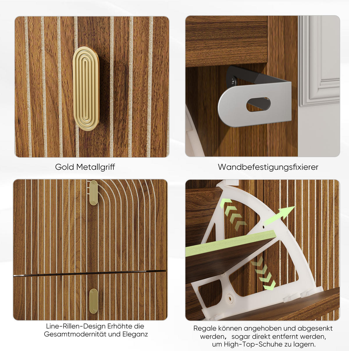 SCHUHSCHRANK aus MDF & Spanplatte 60cm in Braun mit 2 Klapptüren - Braun, Holzwerkstoff (60/96/24cm) - Modfu