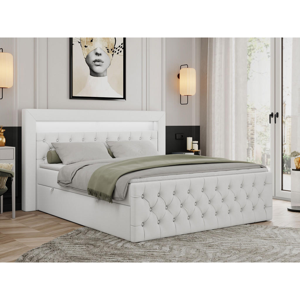 Thumbnail - MKS Boxbett, Weiß, Textil, 2-Sitzer, H3, Rechteckig, 120x200 cm, Schlafzimmer, Betten, Boxspringbetten