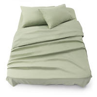 BETTLAKEN 3er Set - Spannbettlaken 180x200x30cm 2X Kissenbezug 50x80cm - Light Olive Green - Hellgrün, Textil (180/200cm)