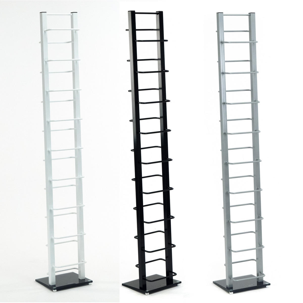 CD-STÄNDER Tower Metall mit Glasfuß, für 126 CDs weiß - Weiß, Kunststoff (20/138/12cm) - DESIGN DELIGHTS