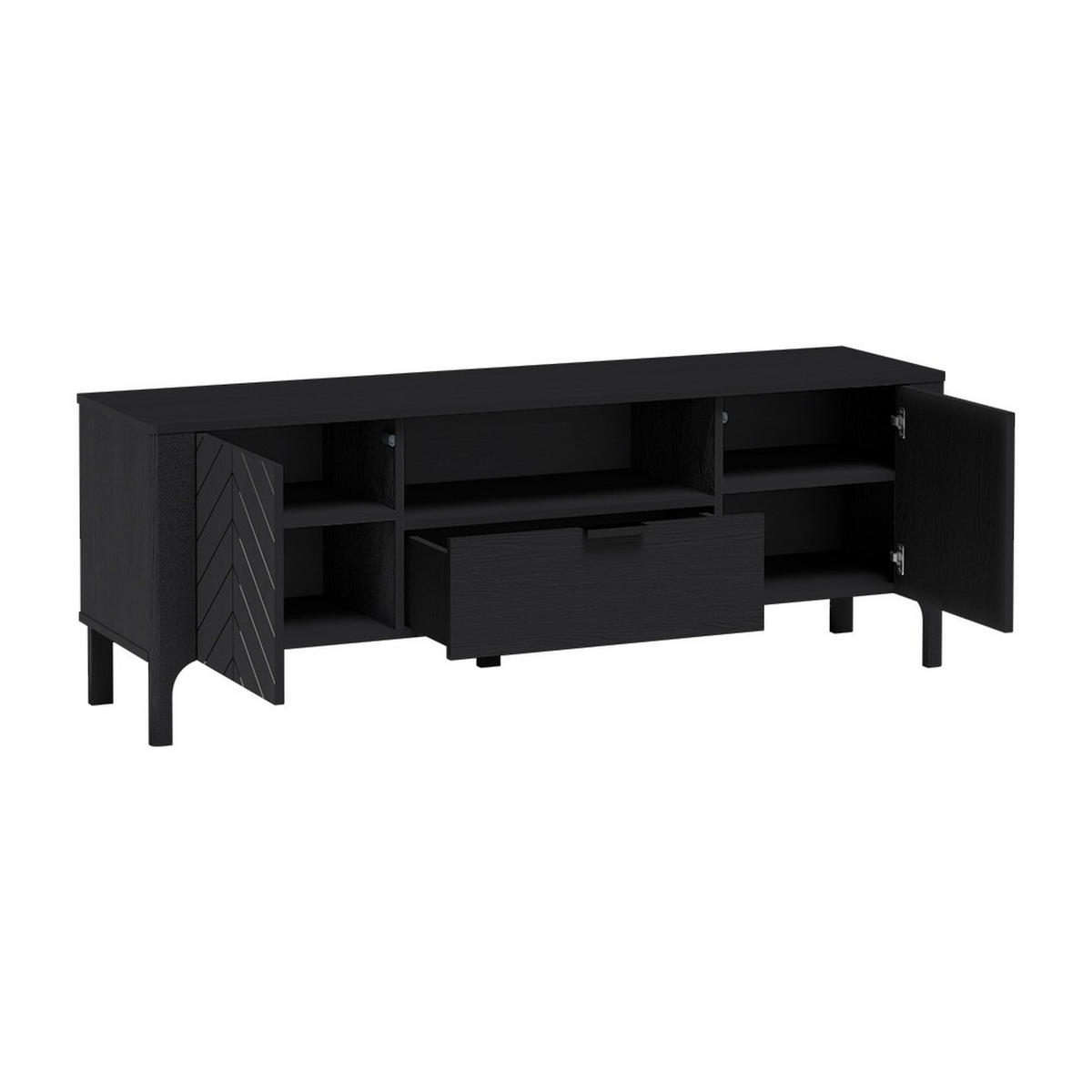 TV-LOWBOARD Malumi MM-5 160 x 57 x 40,5 cm Schwarz Paintflow - Schwarz, Holzwerkstoff/Metall (160/57/40.5cm) - Koseto