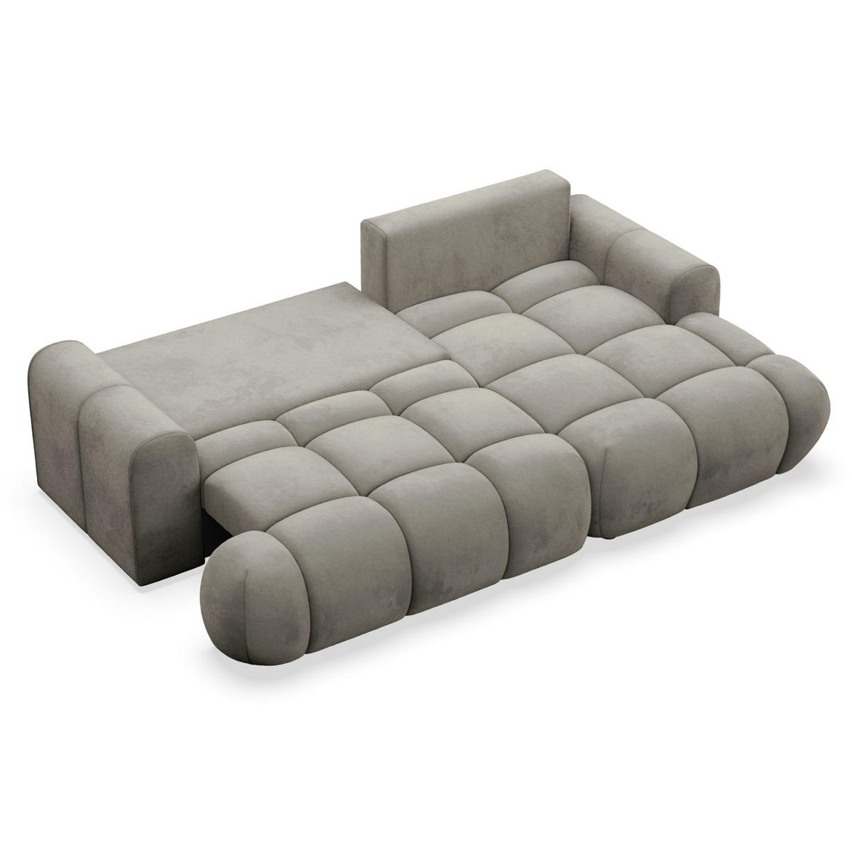 ECKSOFA Ombo Graubraun Velours 280 cm - Hellbraun/Schwarz, Kunststoff/Textil (284/167cm) - Selsey