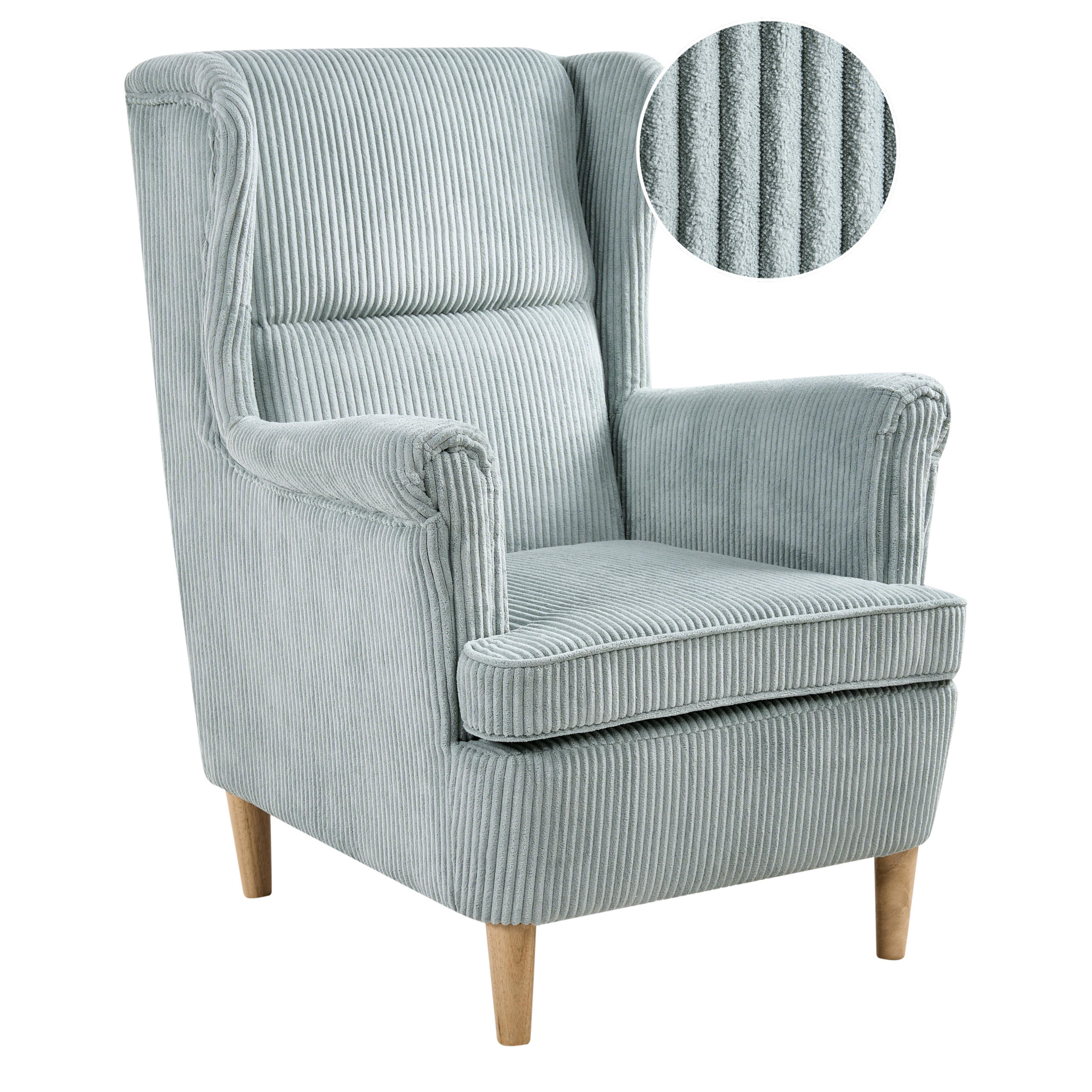 Beliani Ohrensessel Blau, Hellbraun 64x100x65 cm