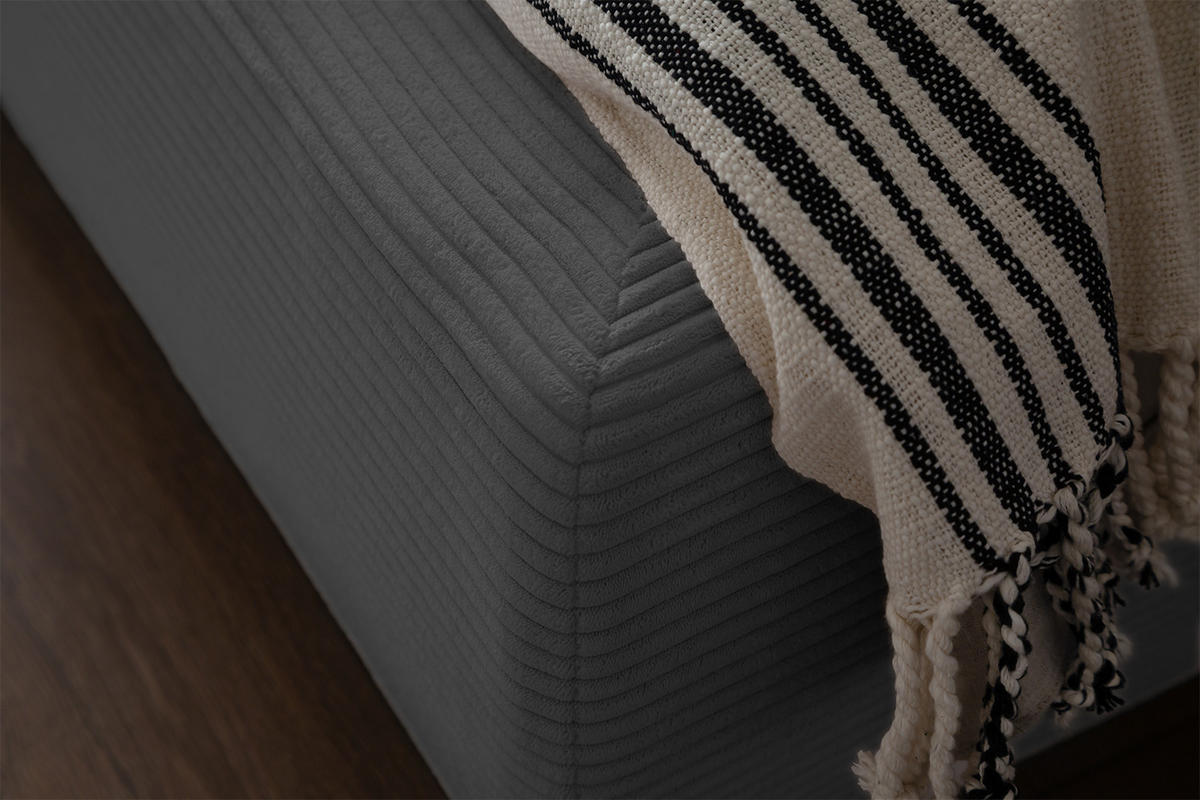 POLSTERBETT HENRY Grau Cord - Schwarz/Grau, Textil (160/200cm) - KAWOLA