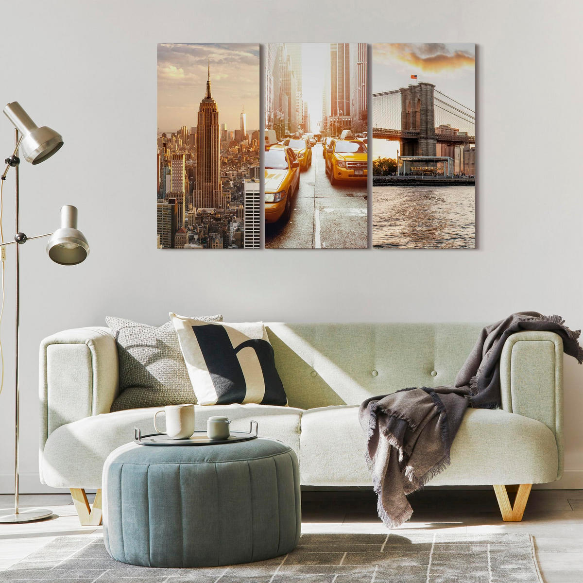 LEINWANDBILD Stadt 90x60 cm - Multicolor, Holz (90/60cm) - LUMASOUL