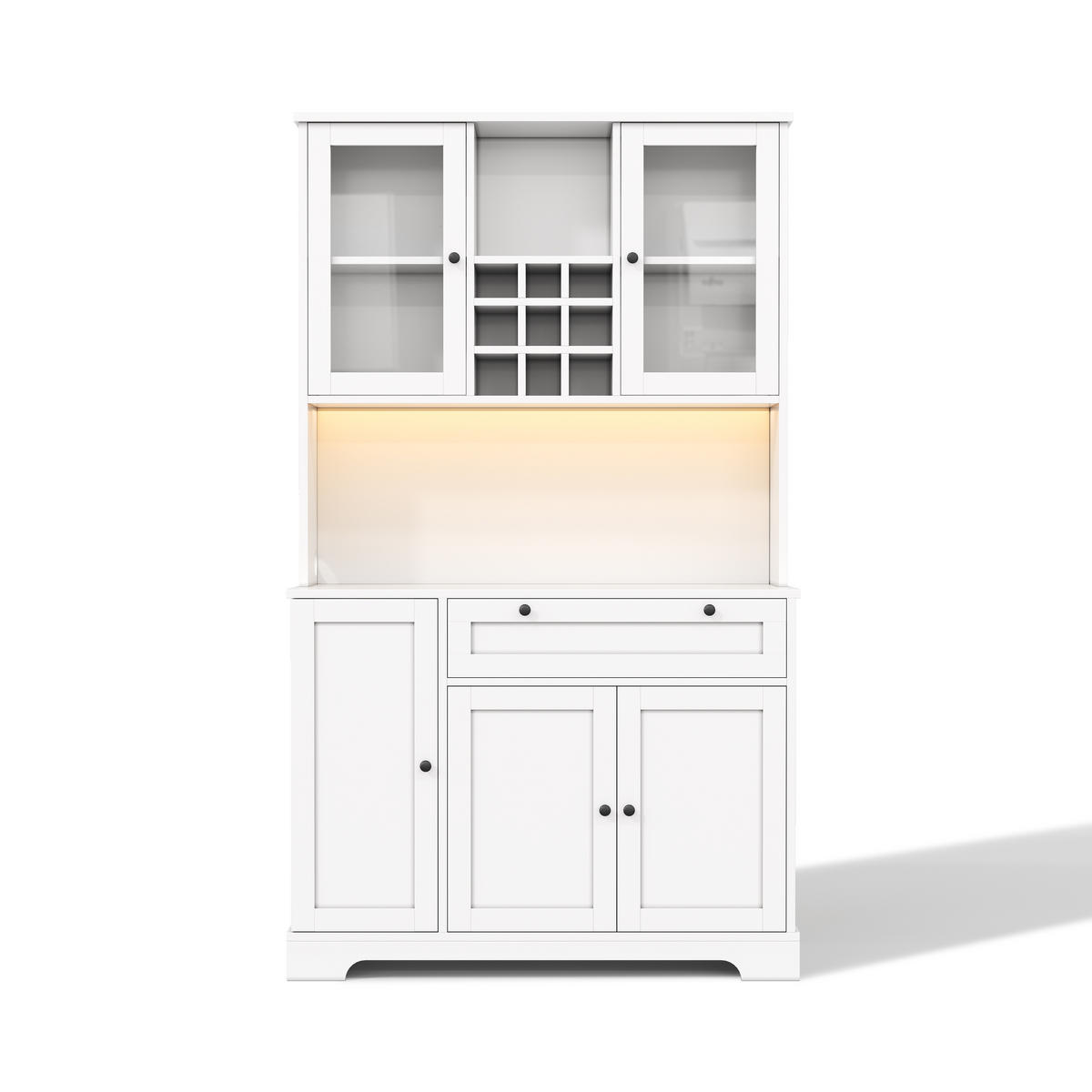 BUFFET 105/40/180 cm Weiß aus MDF mit LED und Steckdose - Weiß, Holzwerkstoff (105/180/40cm) - OKWISH
