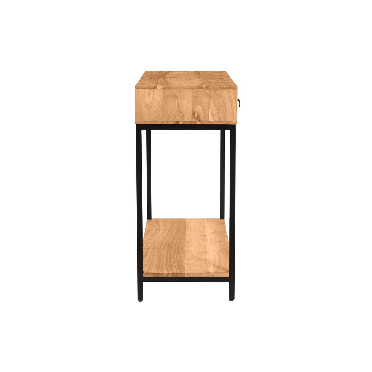 KONSOLE 2 Schubladen Akazienholz Metall B80 cm AXELLE - Dunkelbraun, Holz (80/35/76cm) - Miliboo