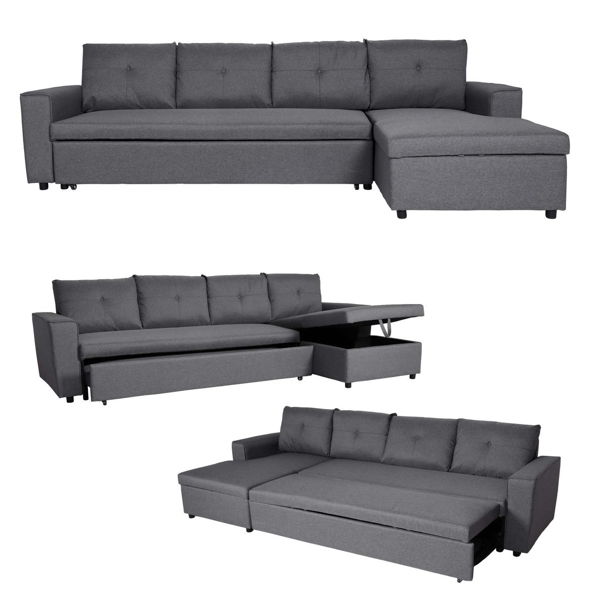 ECKSOFA MIT BETTKASTEN Grau - Grau, Textil (290/150cm) - MCW