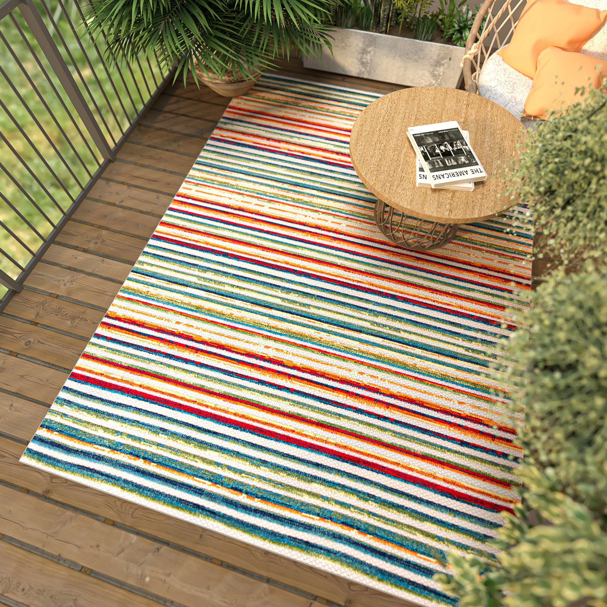 TEPPICH In-Outdoor Bunte Abstract, Streifen - Kurzflor Rechteckig - 140 x 200 cm - Multicolor, Textil (140/200cm) - Mazovia