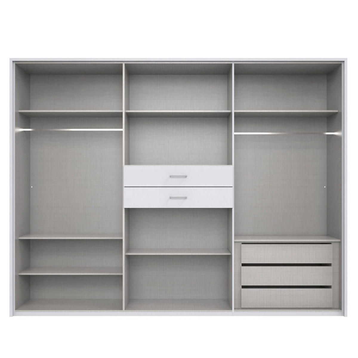 KLEIDERSCHRANK Diver Premium weiß / graphit 270 / 58 / 207cm - Graphitfarben/Weiß, Holz/Holzwerkstoff (270/207/58cm) - Wimex