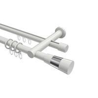RUNDROHR-INNENLAUF-GARDINENSTANGEN-SET Platon Tanara 520 cm (geteilt in 4 x 130 cm), 2-läufig, 20 mm Ø Weiß - Chromfarben/Schwarz, Metall (520cm) - INTERDECO