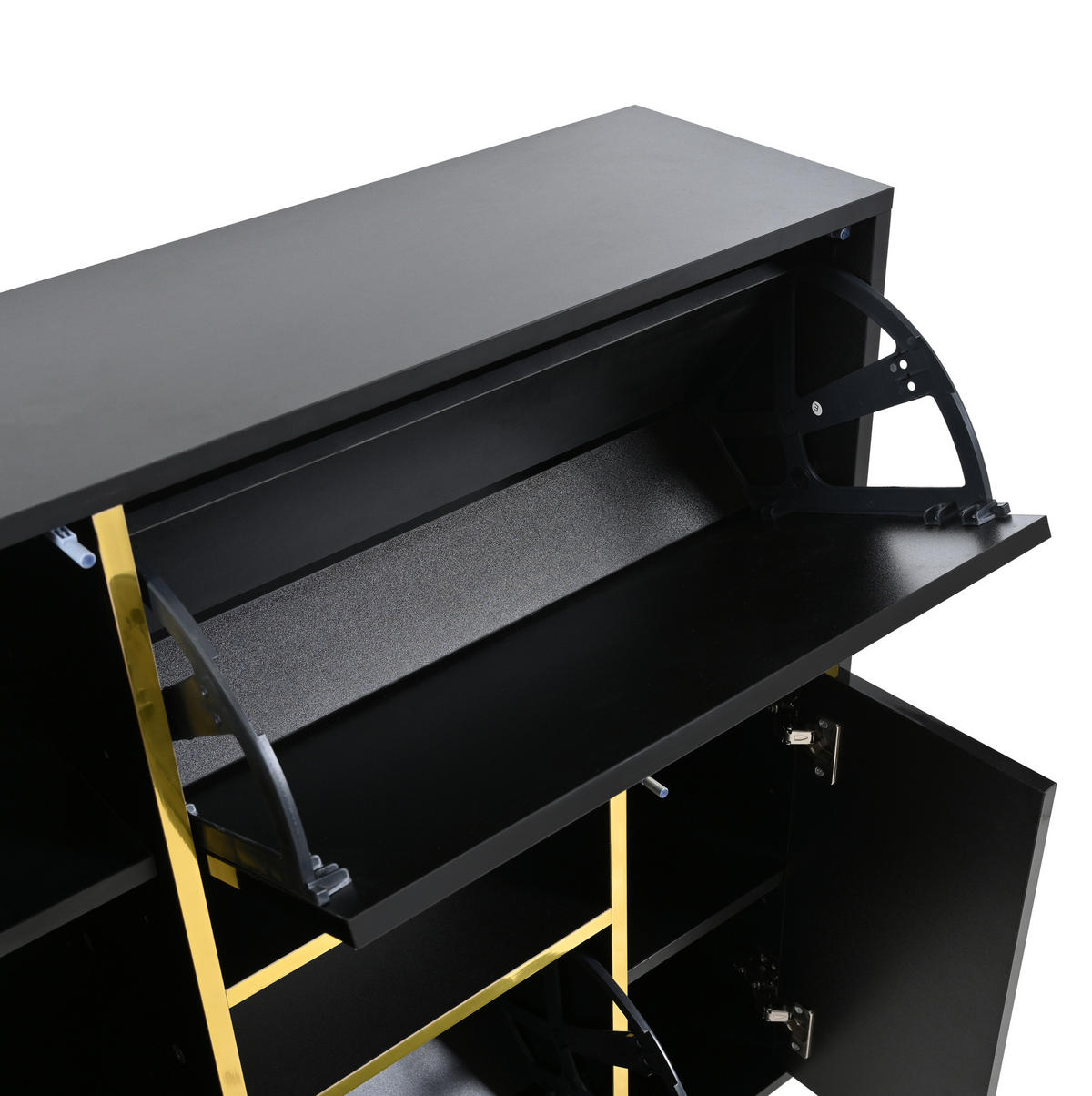 SCHUHSCHRANK aus Spanplatte 80x25x96cm in Schwarz mit 16-farbiger LED - Schwarz, Holzwerkstoff (80/96/25cm) - Modfu
