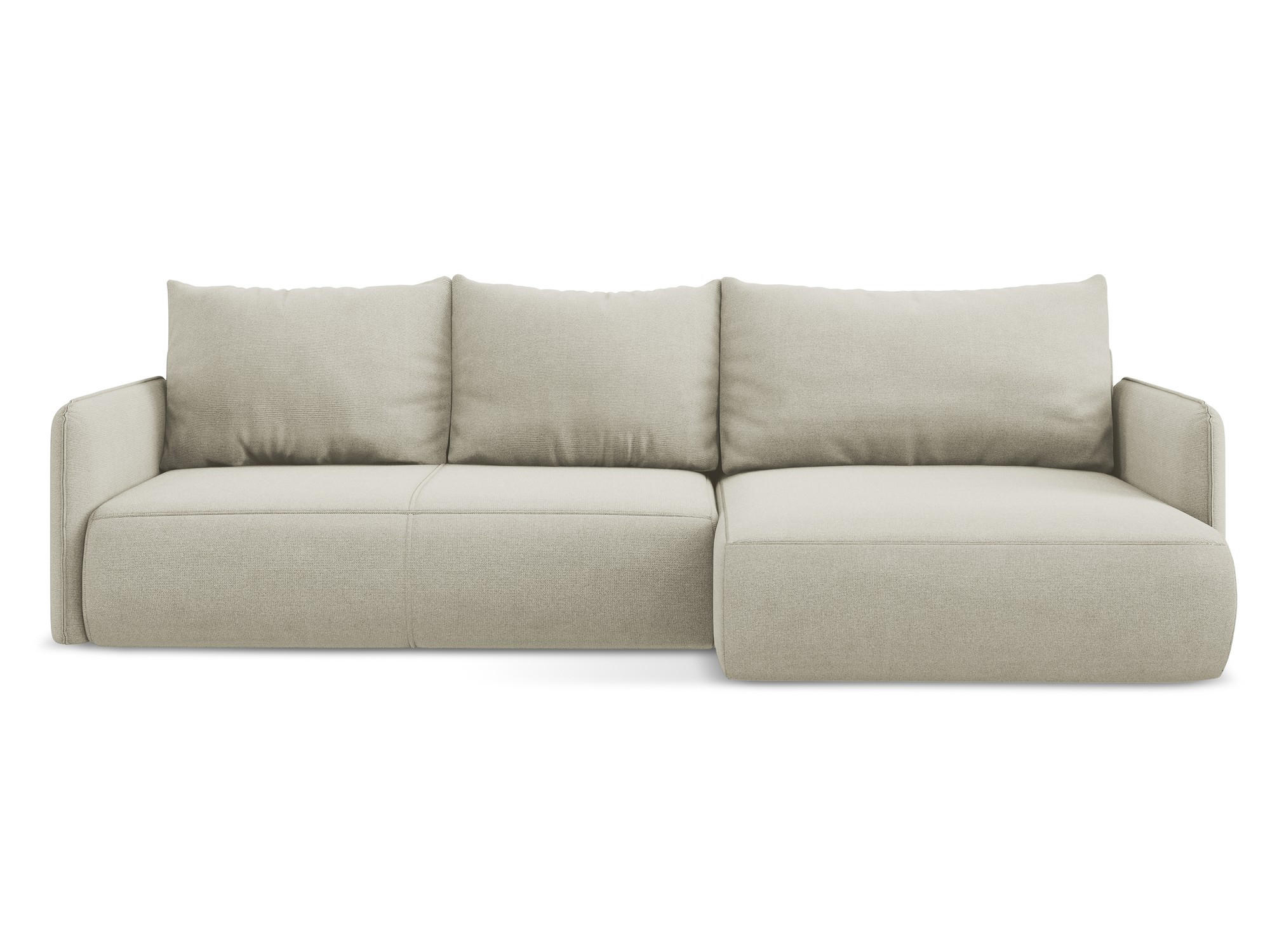 ECKSOFA mit Schlaffunktion Strukturstoff Stoff Beige - Beige/Creme, Kunststoff/Textil (240/148cm) - Makamii