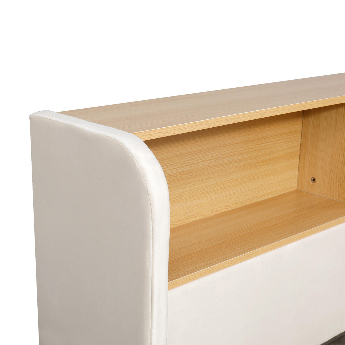 POLSTERBETT 140/190 cm in Beige Samt mit Bettkasten, LED und USB/Type-C - Beige, Holzwerkstoff/Textil (140/190cm) - WISHDOR
