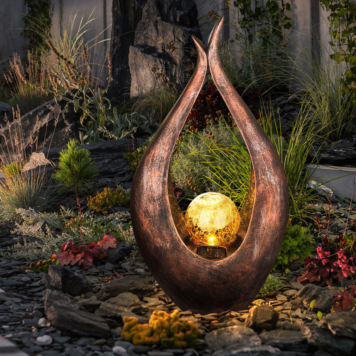 LED AUSSENLEUCHTE MONA Bronze Glas - Bronzefarben, Glas/Kunststoff (13/47.5/25cm)