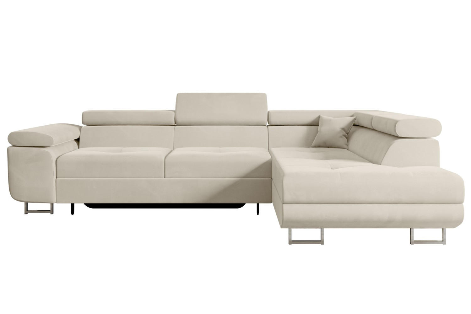 ECKSOFA mit Schlaffunktion und Bettkasten GUSA-L 272x202x107 cm Beige Velours - Beige/Silberfarben, Holzwerkstoff/Textil (272/202cm) - ALTDECOR