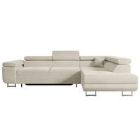 ECKSOFA mit Schlaffunktion und Bettkasten GUSA-L 272x202x107 cm Beige Velours - Beige/Silberfarben, Holzwerkstoff/Textil (272/202cm) - ALTDECOR