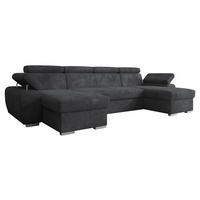 WOHNLANDSCHAFT Plaza U - Dunkelgrau/Silberfarben, Holz/Kunststoff (323/85/170cm) - MIRJAN24